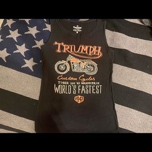 Custom Lucky Brand Triumph Tank Vintage inspired paper thin custom cut & sewn XS